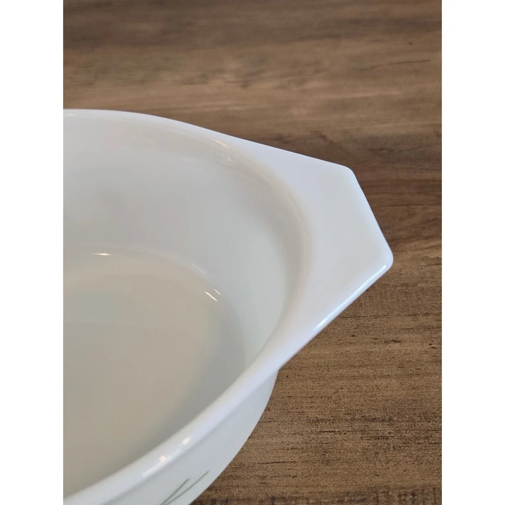 VTG PYREX Oval Promotional Dish 043 1.5 qt Green Honeysuckle Pattern 1960 w/ Lid